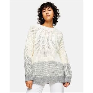 NWT TOPSHOP Black & White Chunky Three Stripe Knitted Sweater Size 0-2